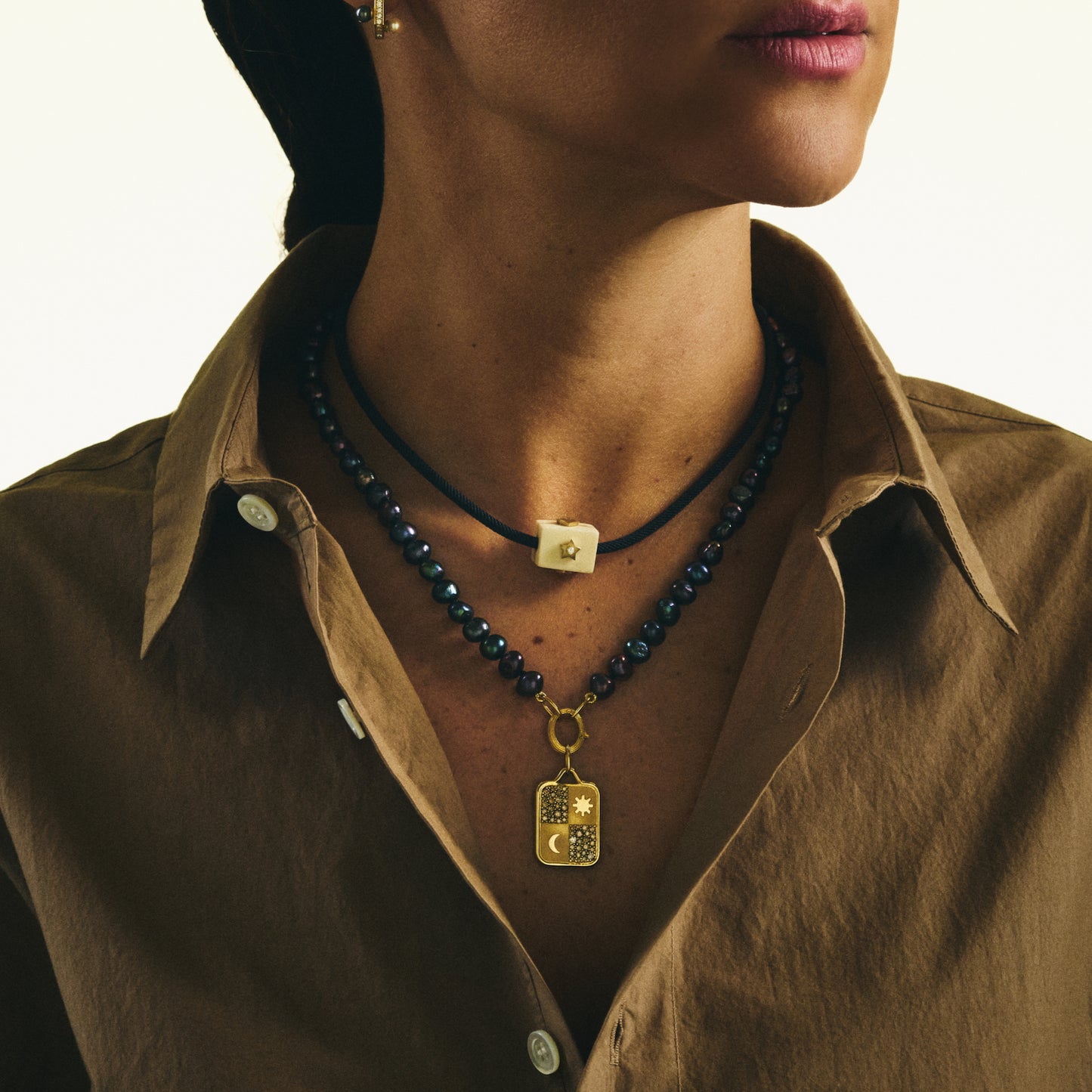 Hearts and Stars Diamonds Square Prism Pendant