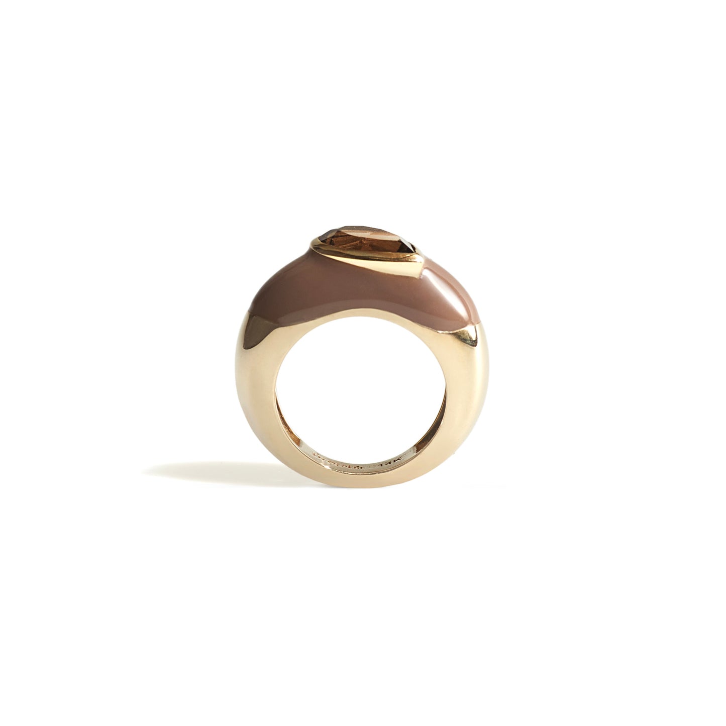 Pear Smokey Topaz Enamel Ring