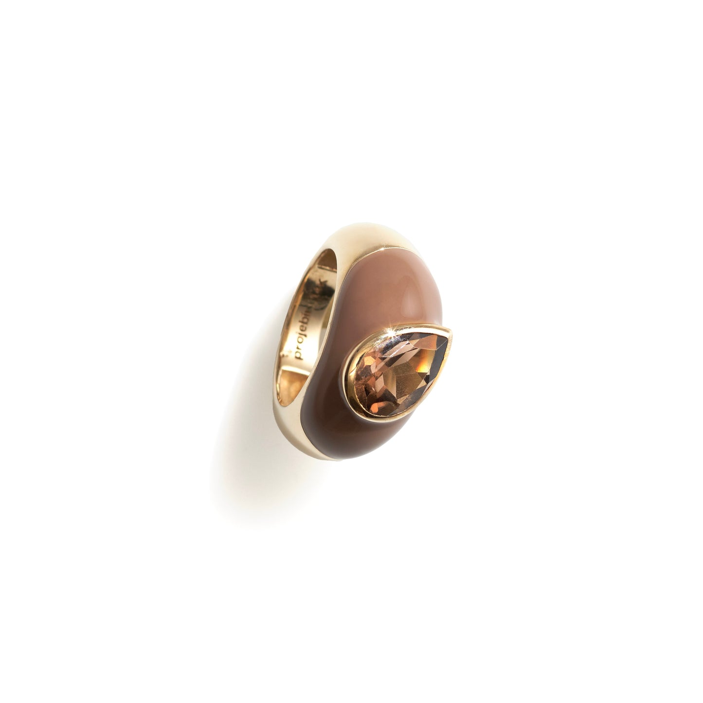 Pear Smokey Topaz Enamel Ring