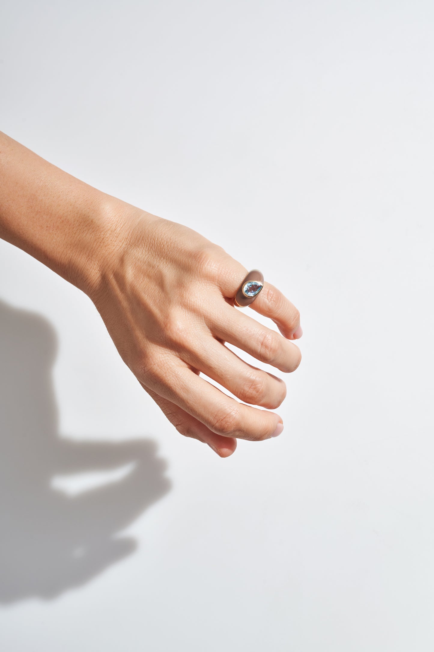 Pear Sky Blue Enamel Ring
