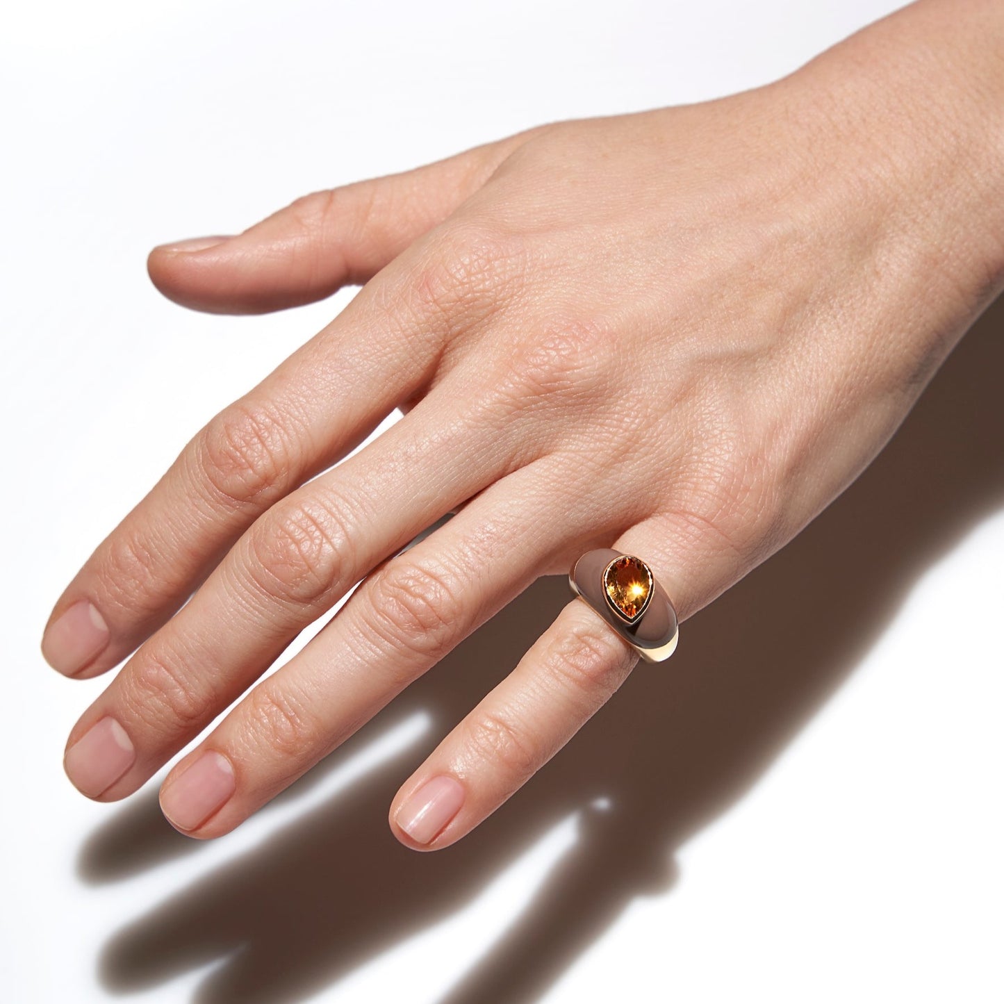 Pear Citrine Enamel Ring