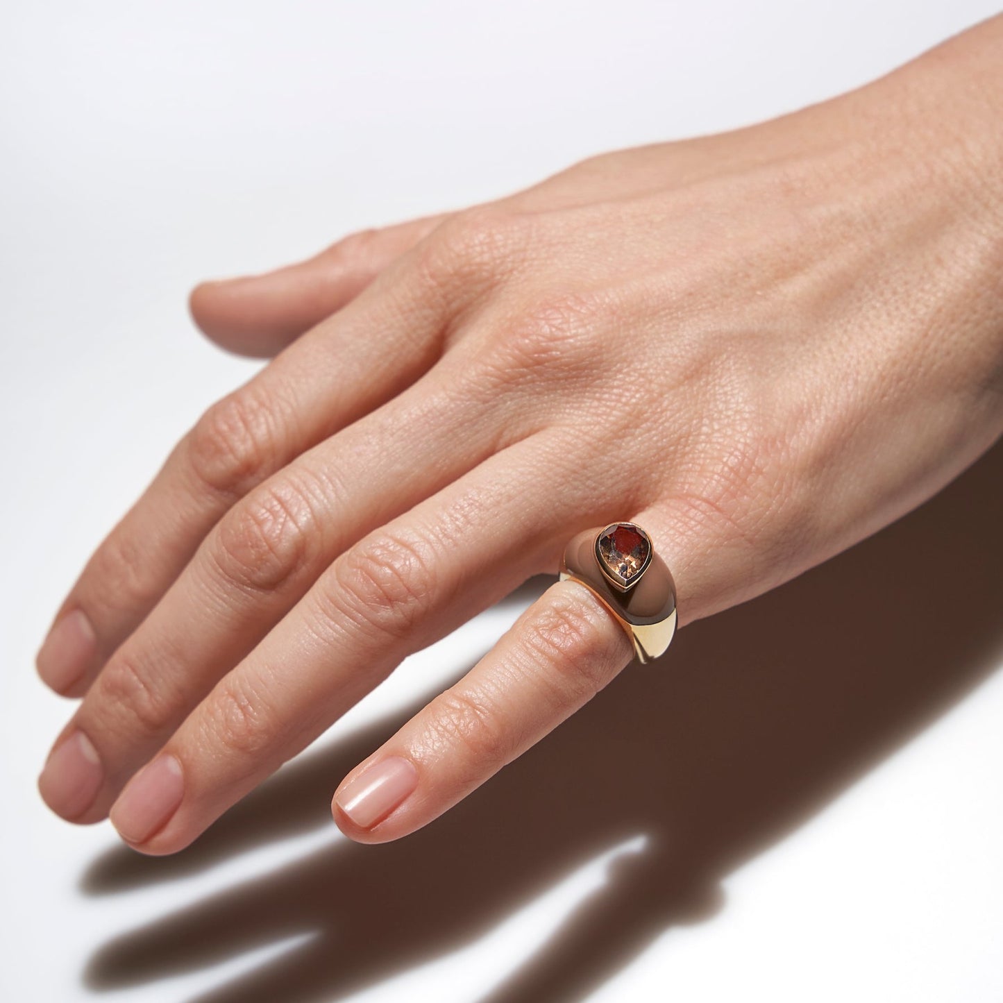 Pear Smokey Topaz Enamel Ring