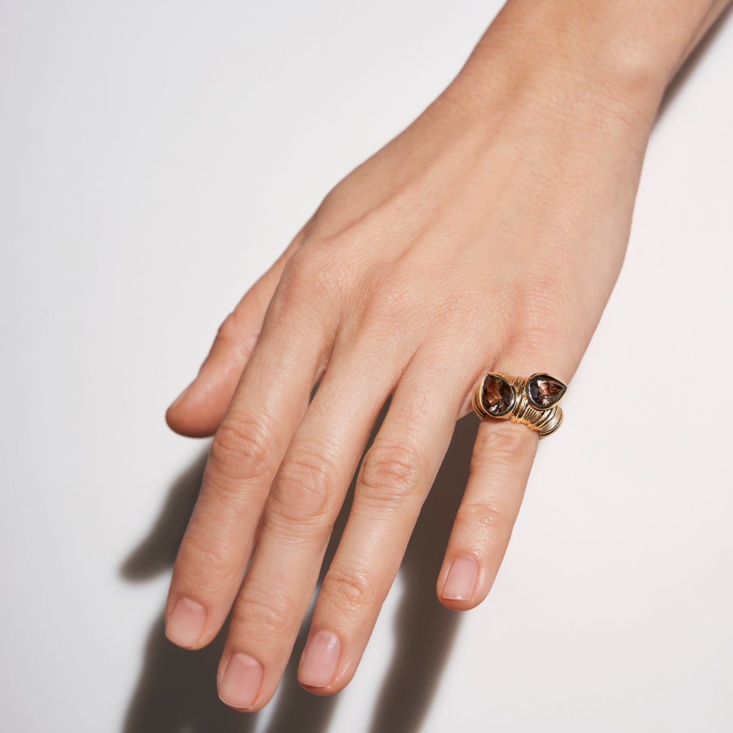 Pear Stones Chubby Vertical Textured Ring