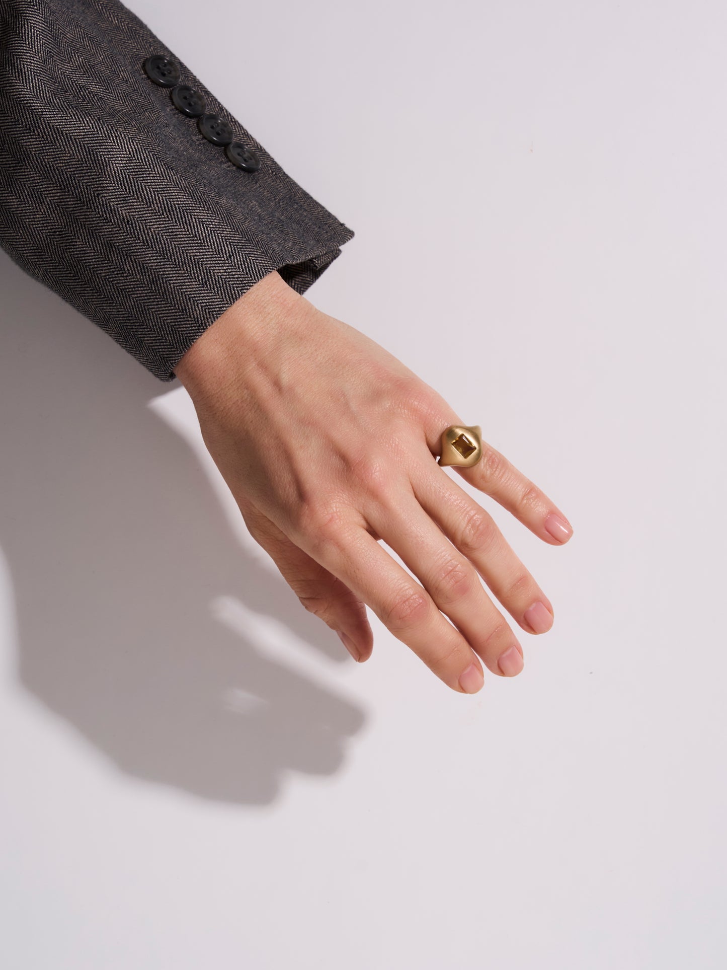 Pebble Octagon Citrine Ring
