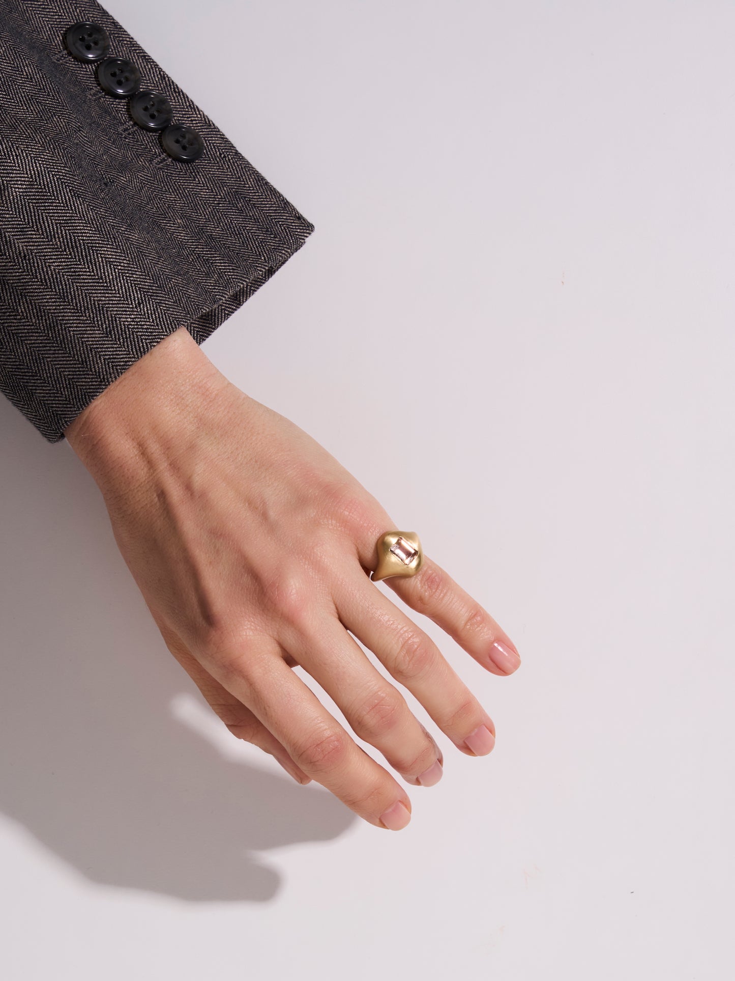 Pebble Octagon Morganite Ring