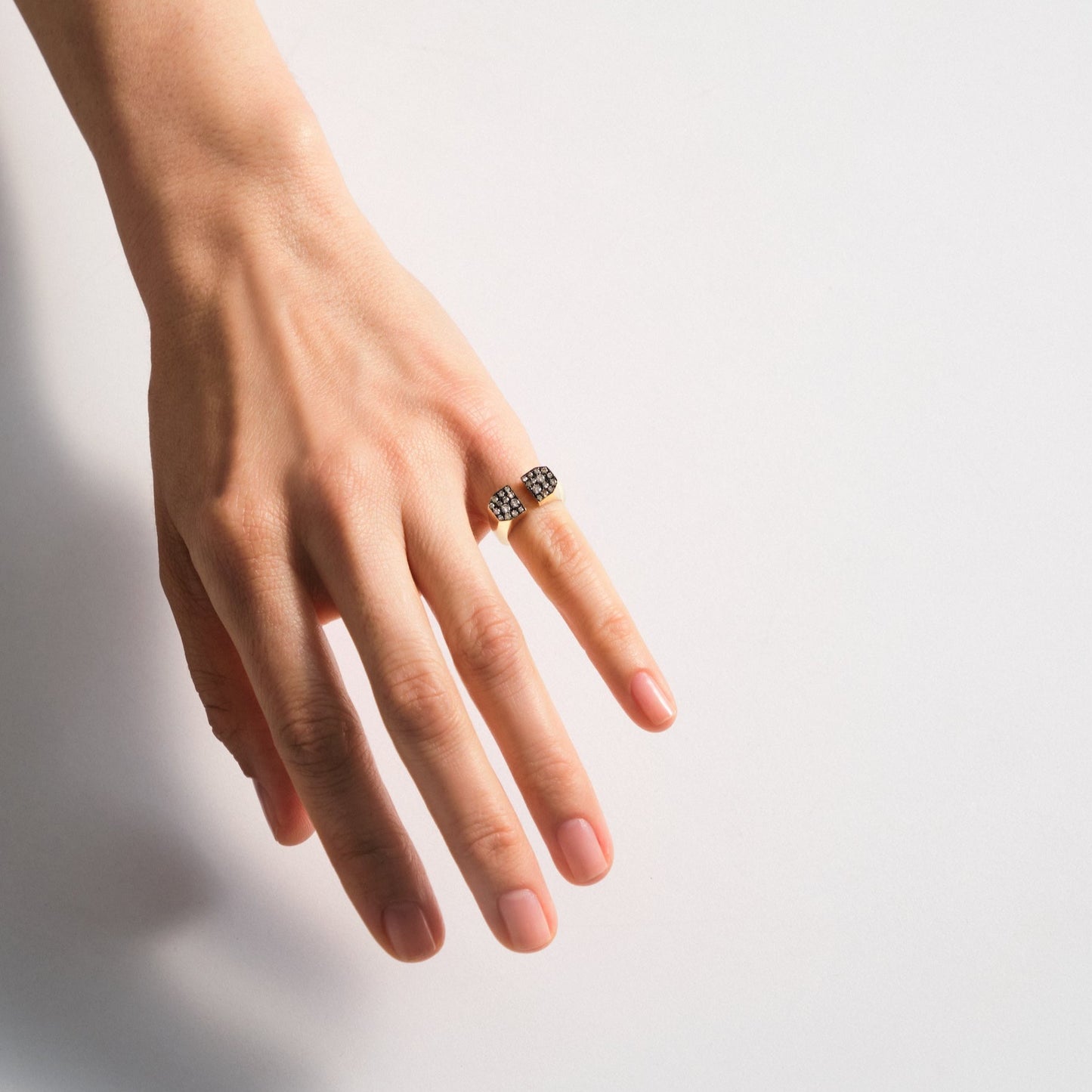 Post Double Headed Cognac Diamonds Ring