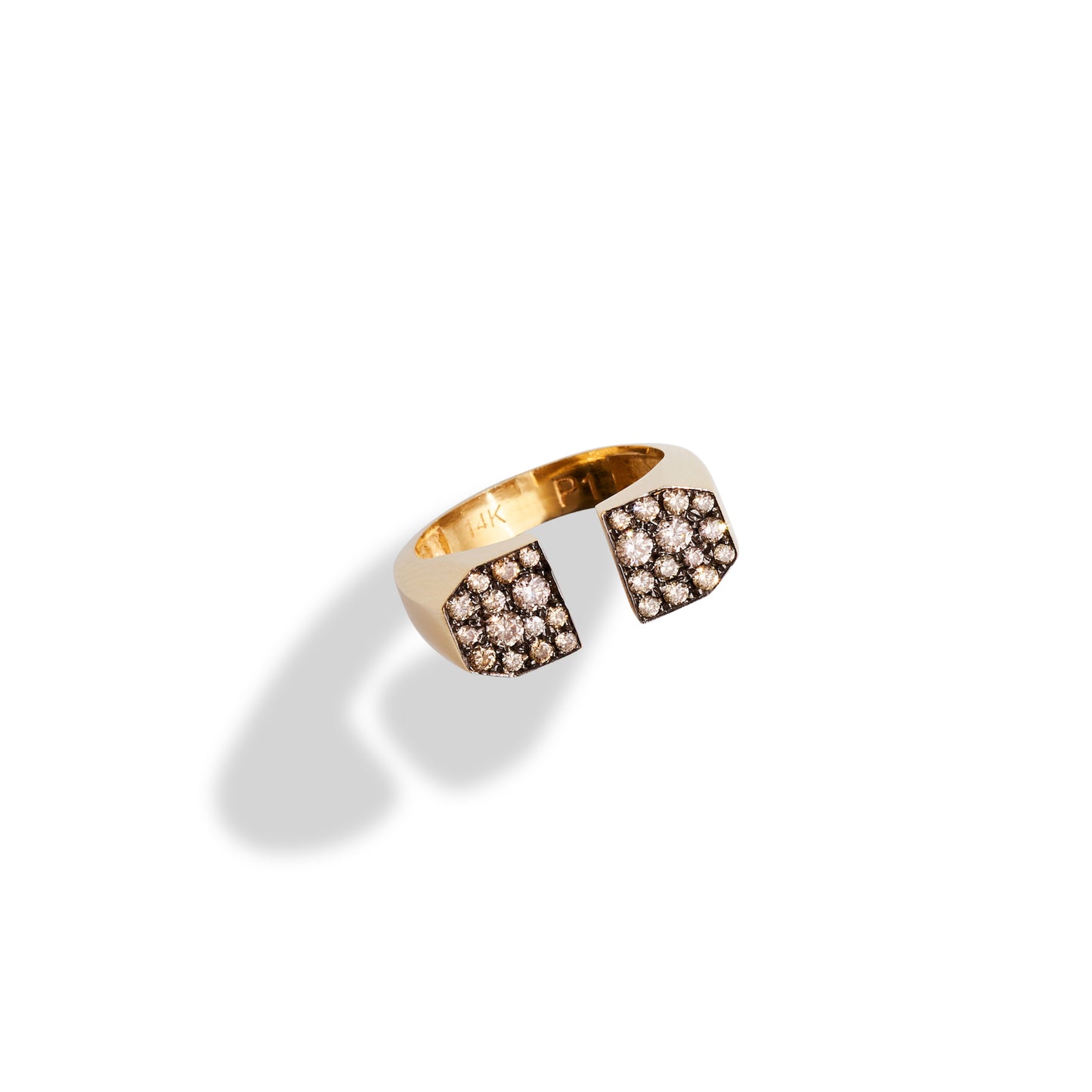 Post Double Headed Cognac Diamonds Ring