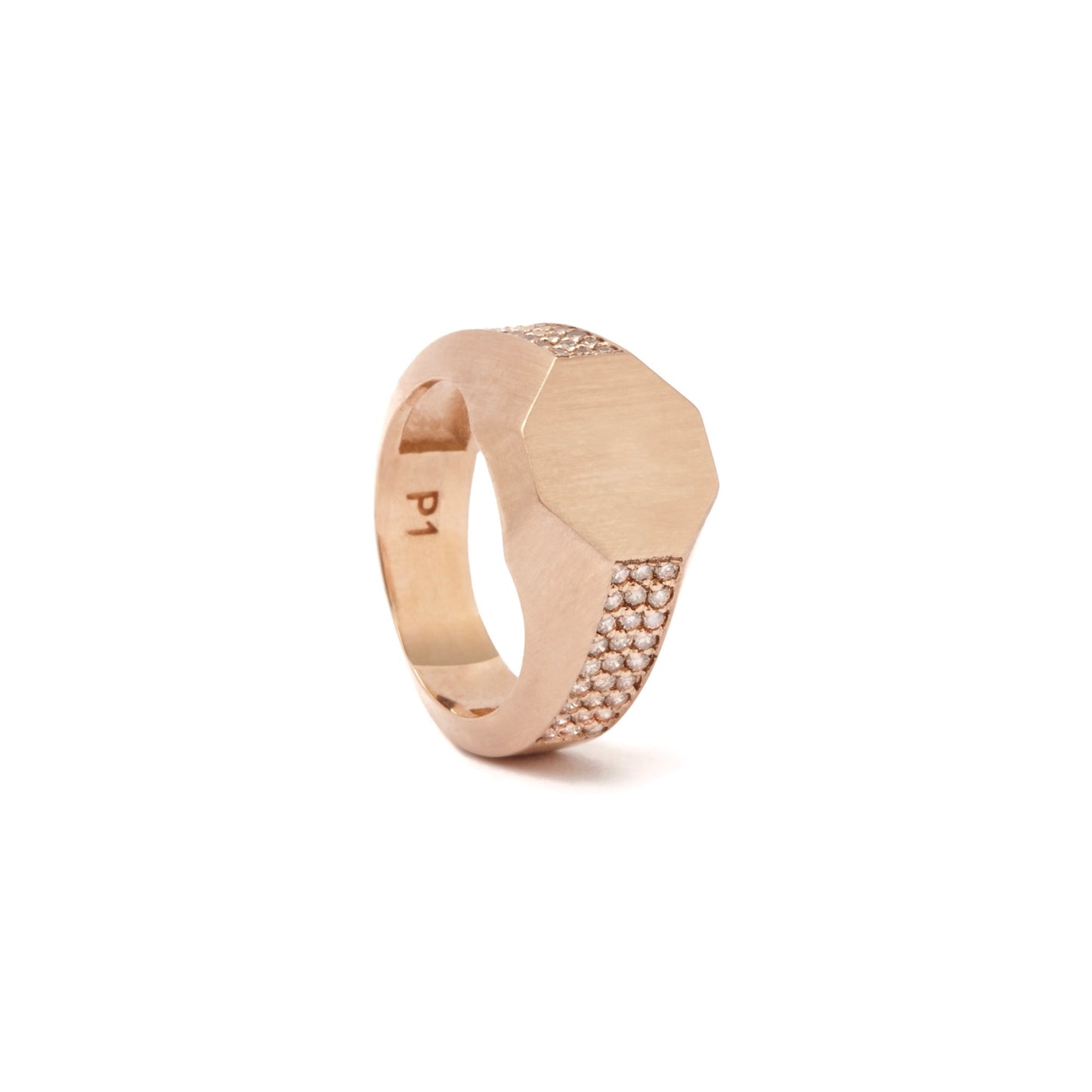 Seljuks Cognac Diamonds Signet Ring