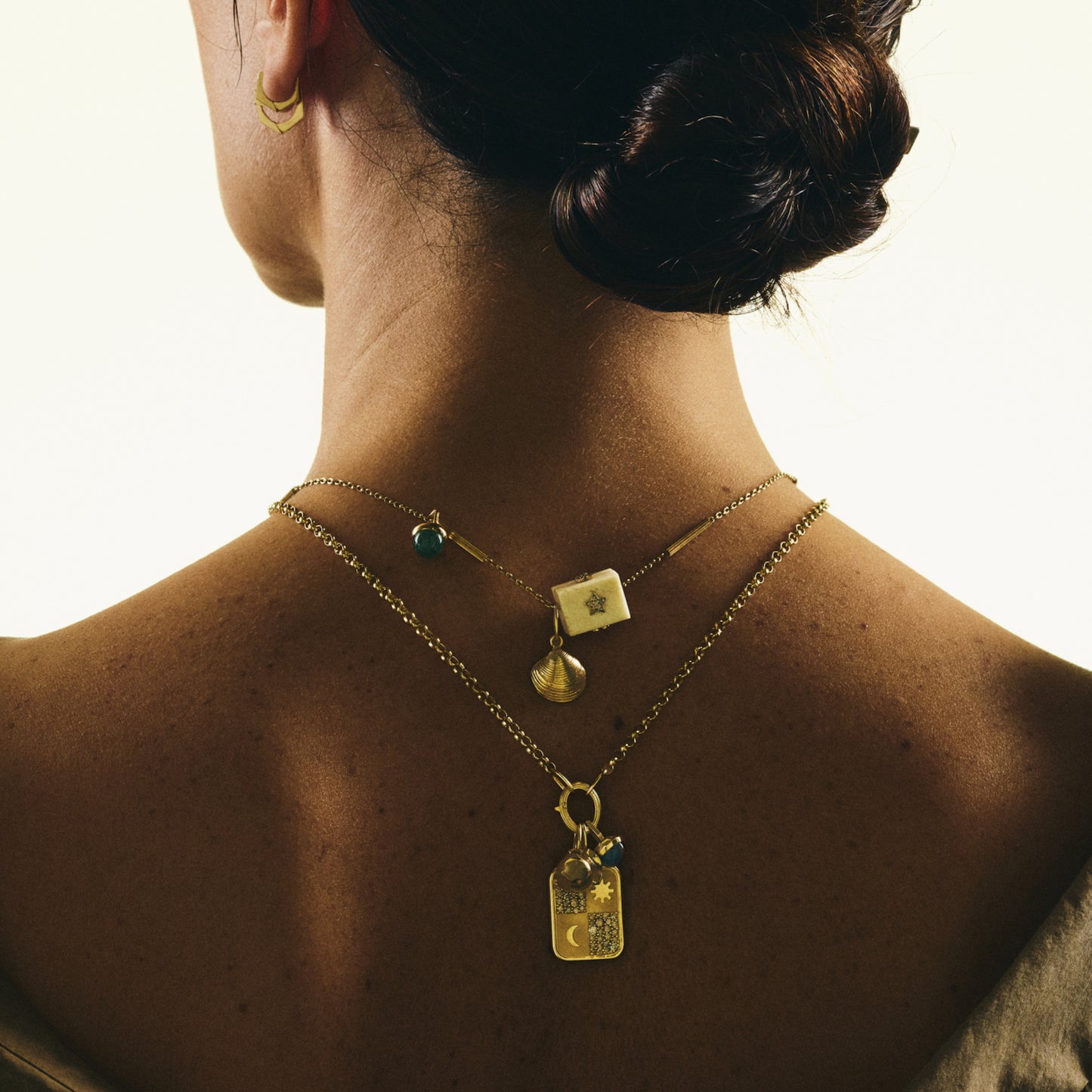 Hearts and Stars Cognac Diamonds Square Prism Pendant