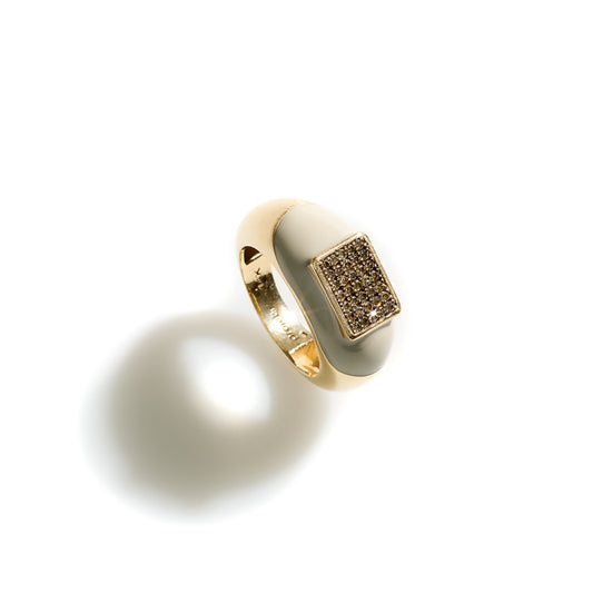 Enamel Cognac Diamond Ring
