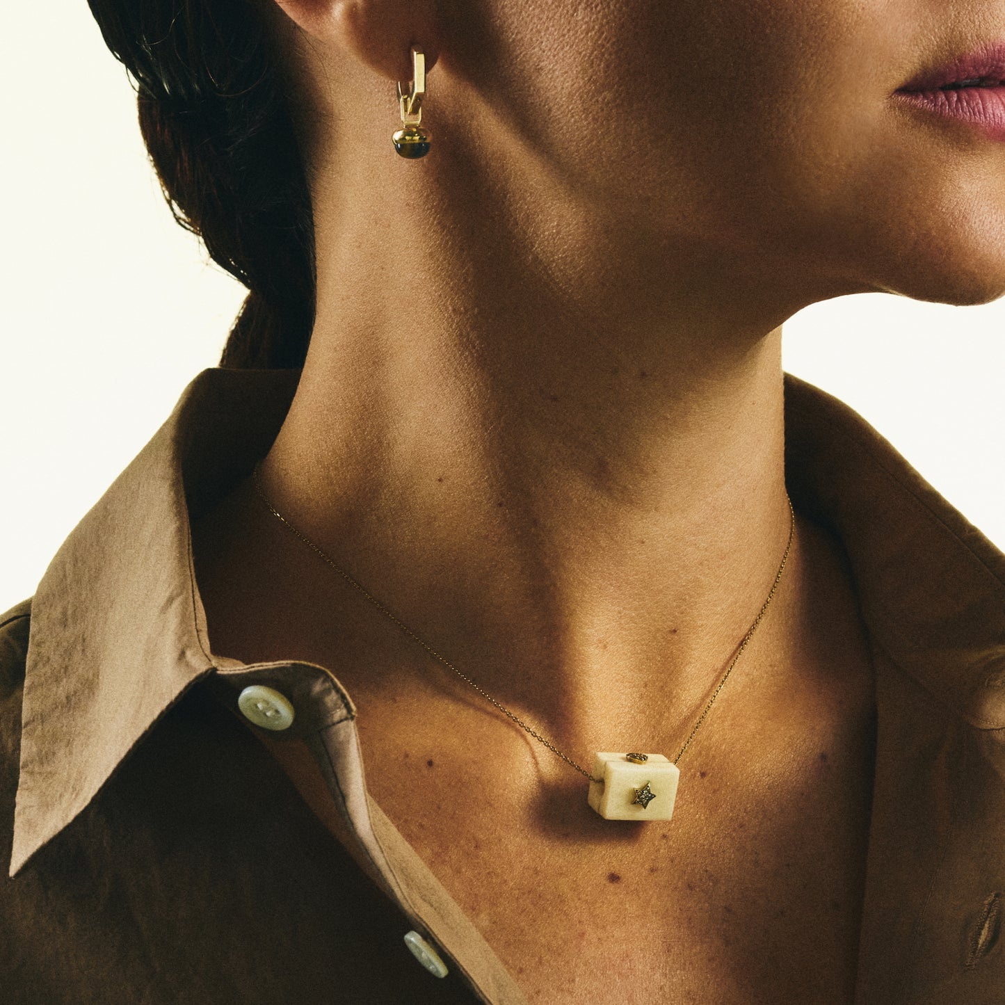 Hearts and Stars Cognac Diamonds Square Prism Pendant