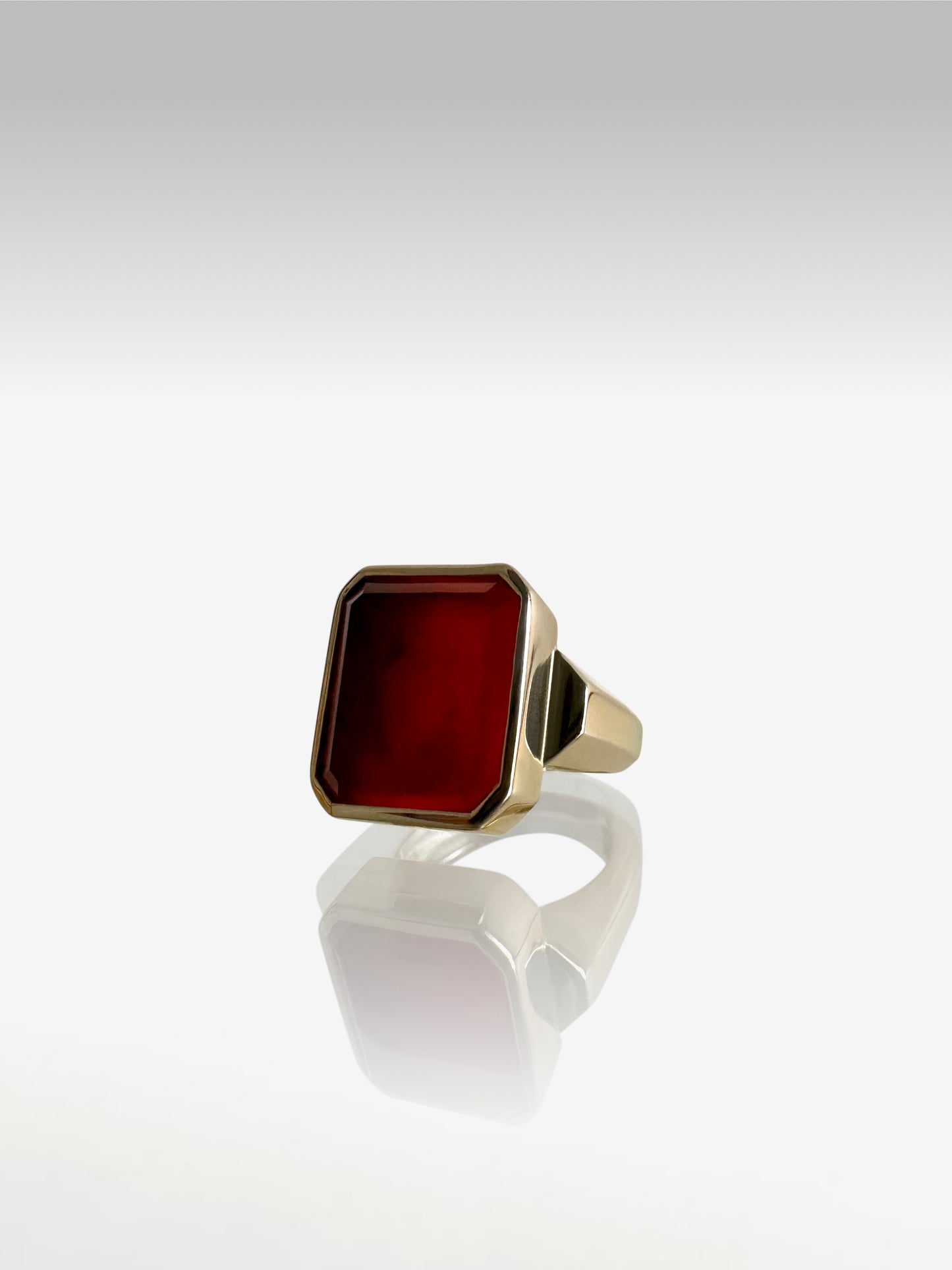 Large Red Agate Bezel Ring