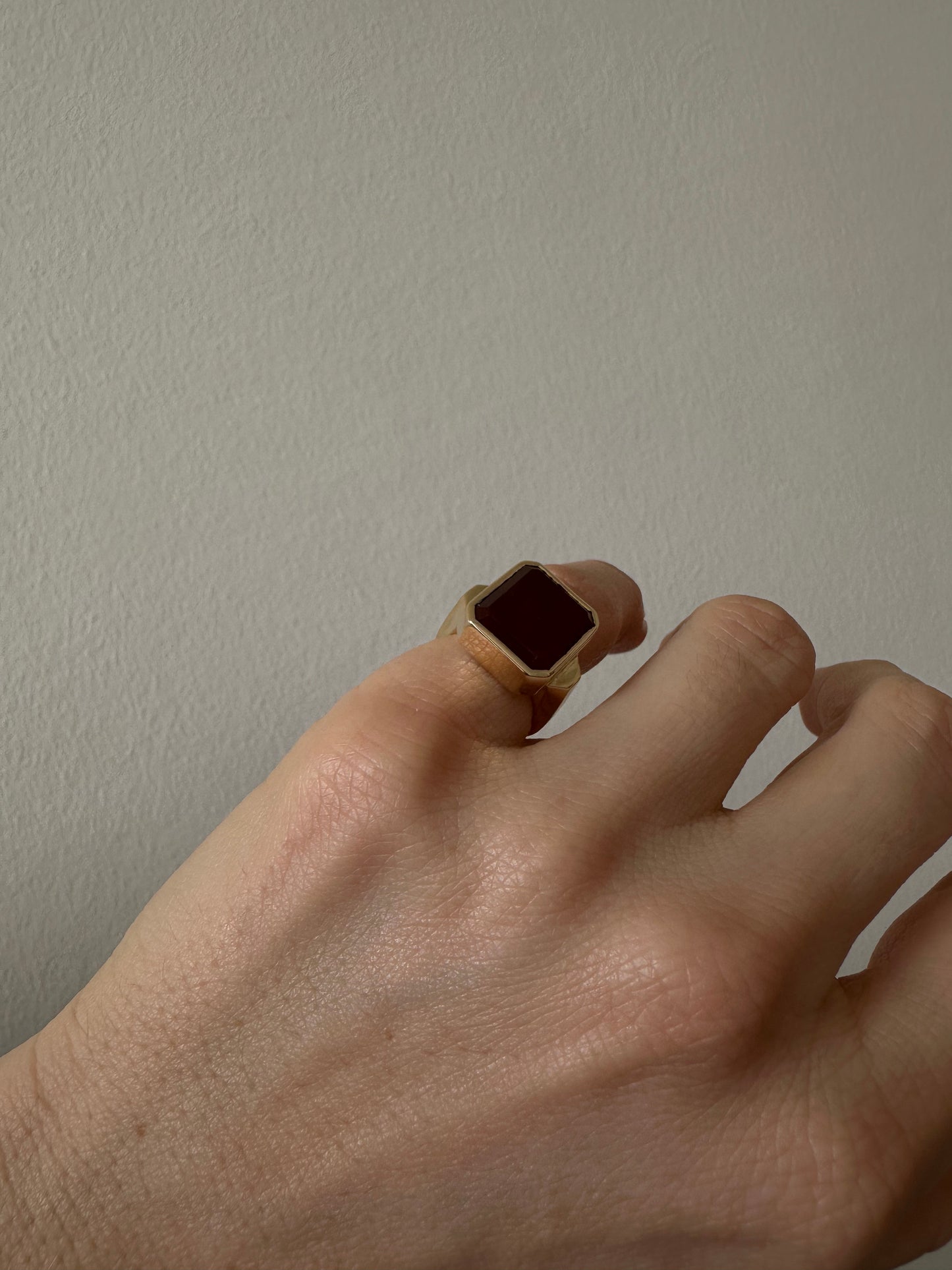 Large Red Agate Bezel Ring