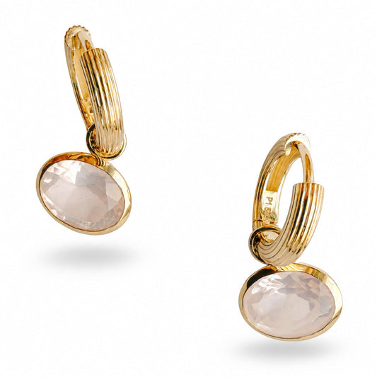 Mini Basic Pink Quartz Charm Hoops