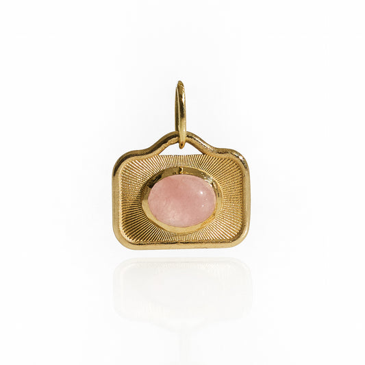 Oval Pink Quartz Rays Pendant